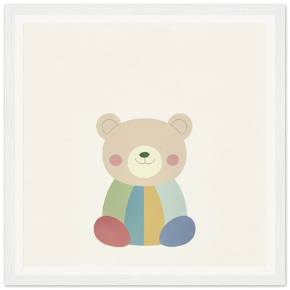 Cute cartoon teddy bear with pastel stripes from Patchwork Smile Tales collection