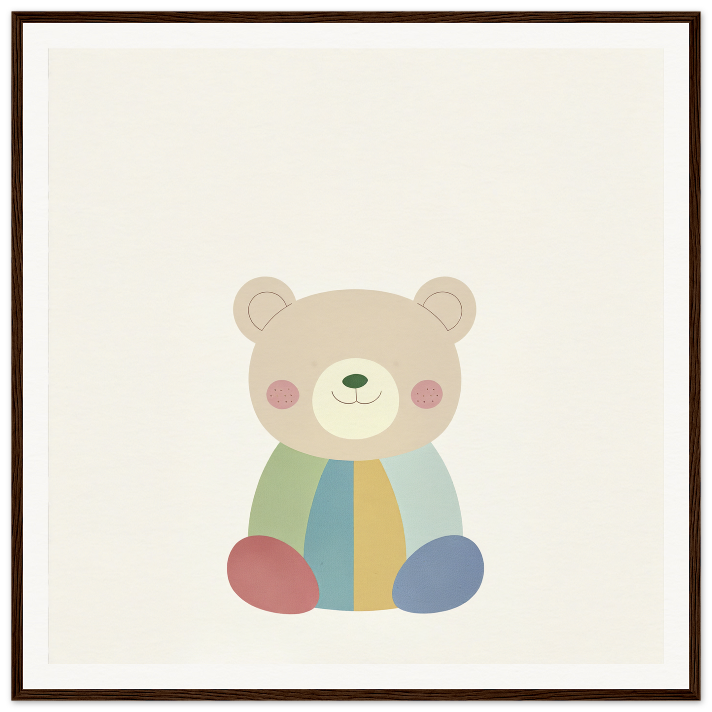 Cute cartoon teddy bear in pastel green and blue from Patchwork Smile Tales collection
