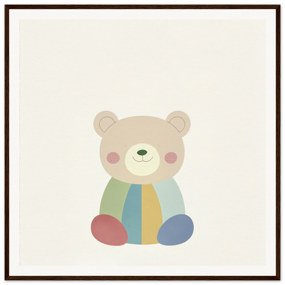 Cute cartoon teddy bear in pastel green and blue from Patchwork Smile Tales collection