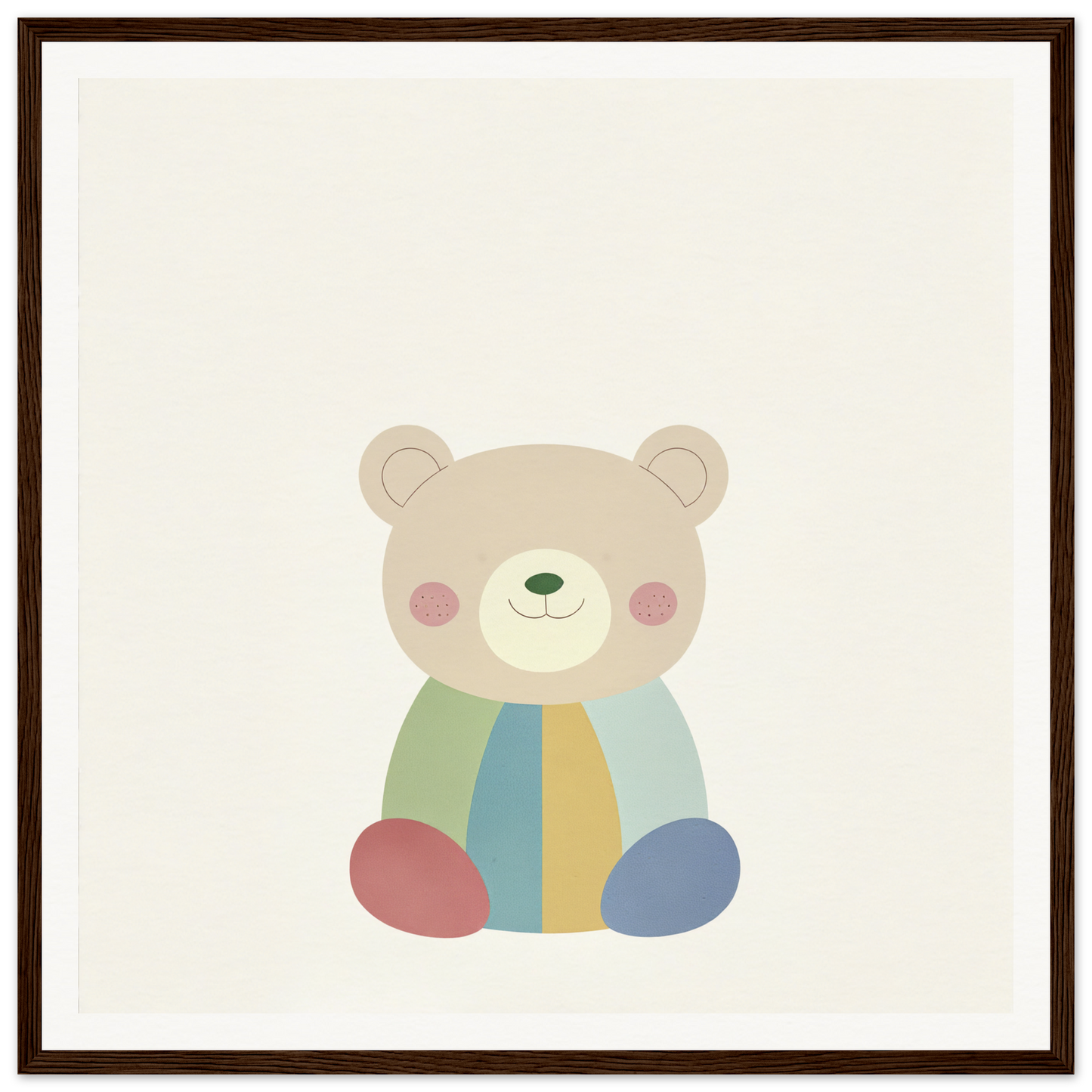 Cute cartoon teddy bear in pastel stripes from Patchwork Smile Tales collection
