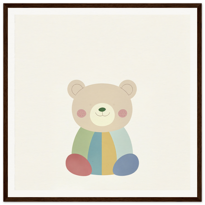 Cute cartoon teddy bear in pastel stripes from Patchwork Smile Tales collection