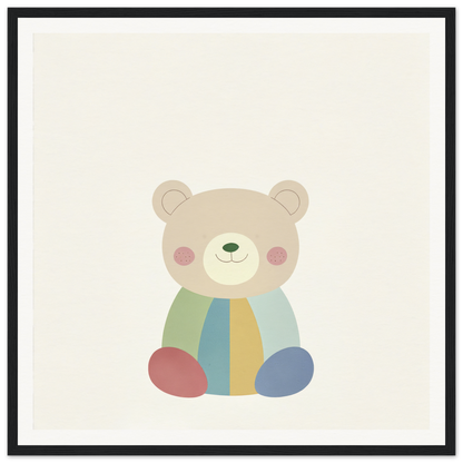 Cute cartoon teddy bear with colorful stripes from Patchwork Smile Tales collection