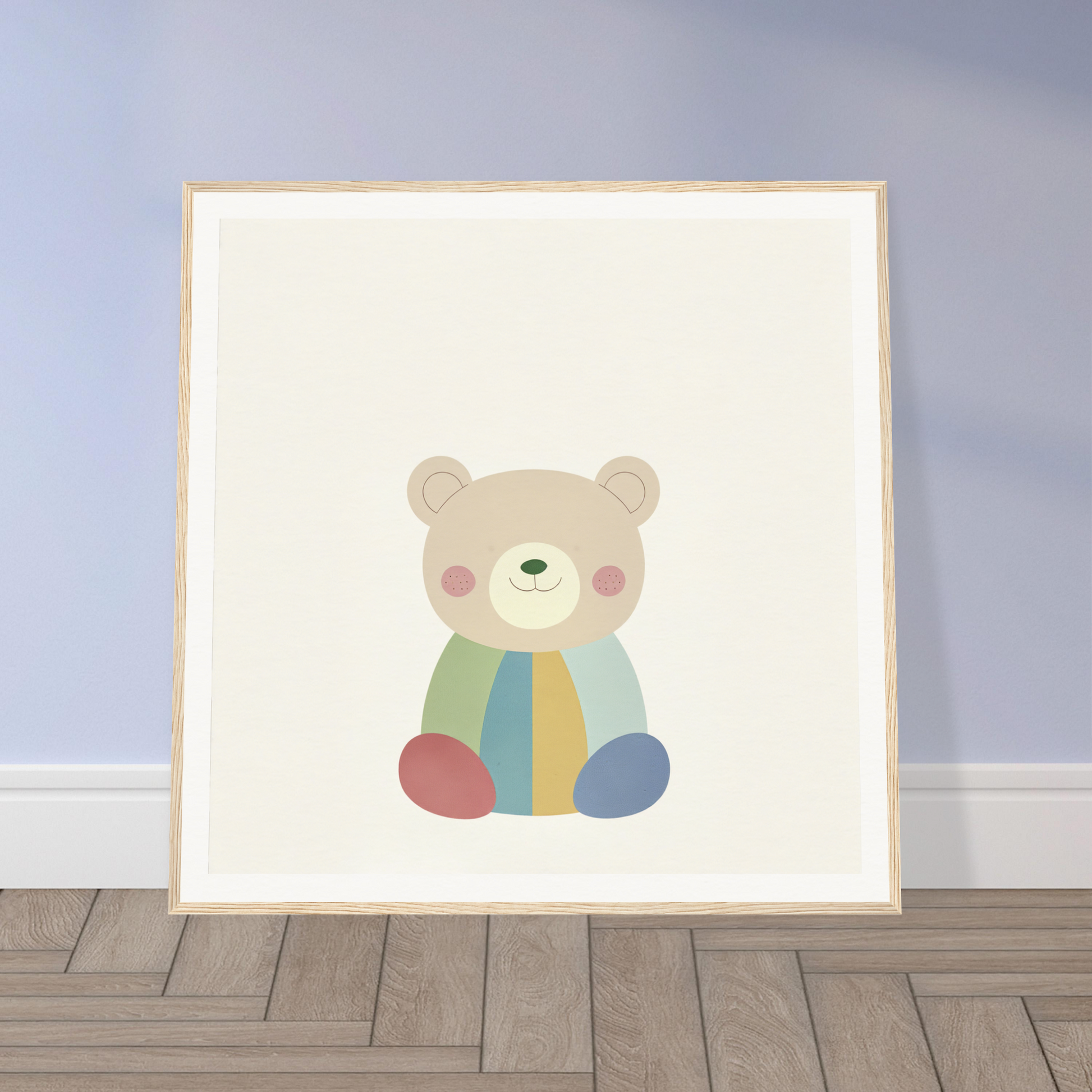 Cute cartoon teddy bear in pastel outfit from Patchwork Smile Tales collection