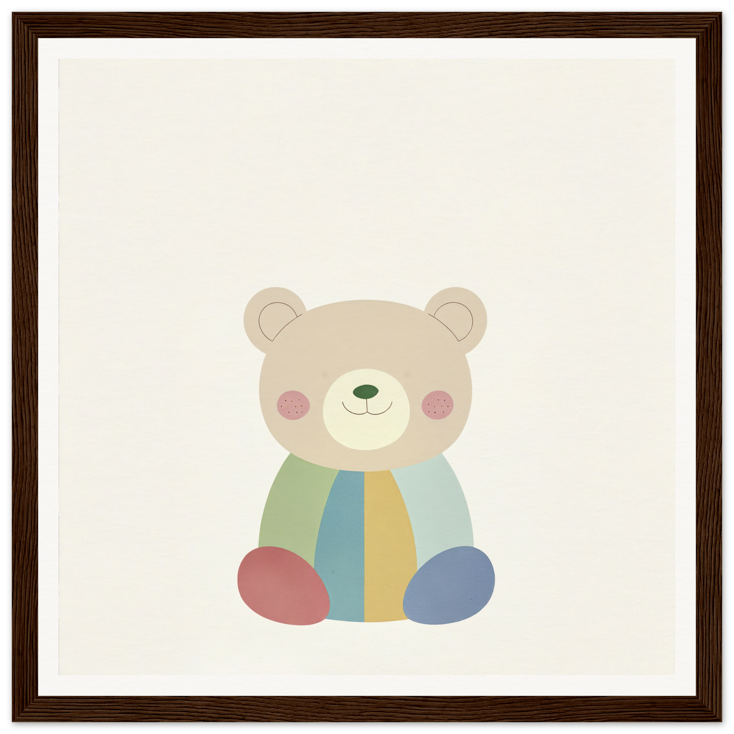 Cute cartoon teddy bear in pastel stripes from Patchwork Smile Tales collection