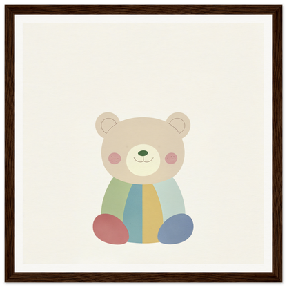 Cute cartoon teddy bear in pastel stripes from Patchwork Smile Tales collection