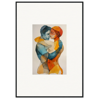 Watercolor canvas print of embracing figures for vibrant room decoration, Fused Constellaciones