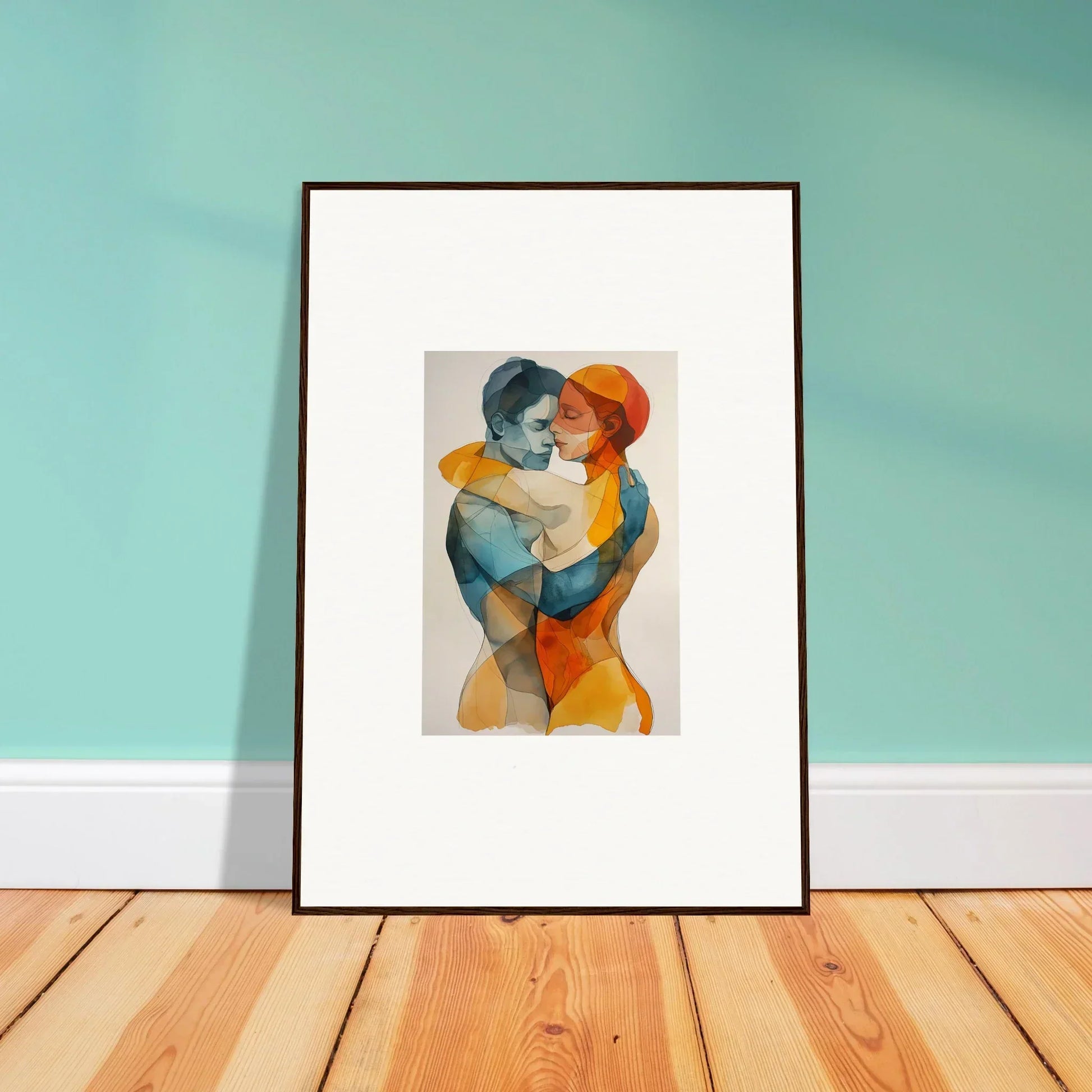 Colorful canvas print of fused constellaciones showing an abstract embrace for room decoration