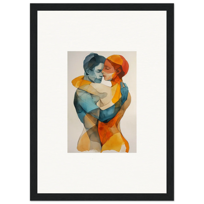 Abstract watercolor of two figures embracing, perfect for a Fused Constelaciones canvas print