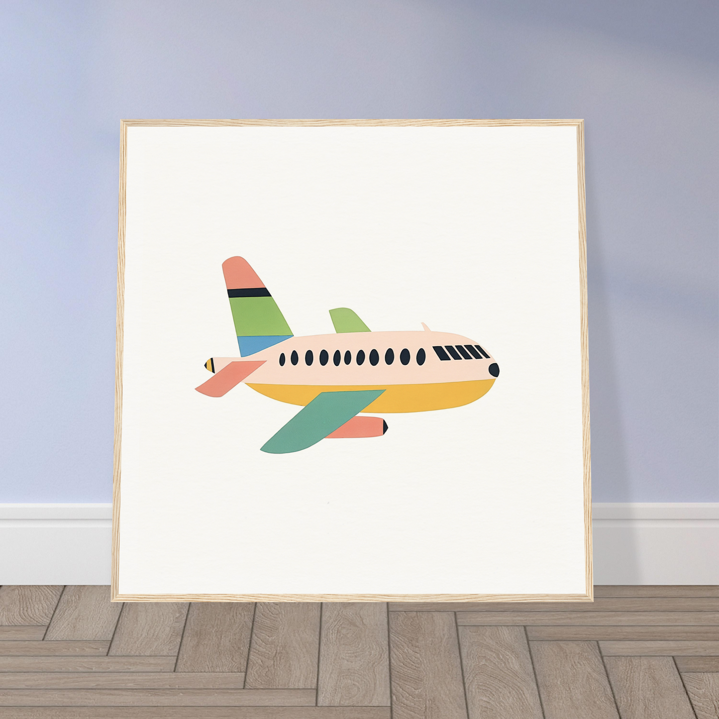 Cartoon-style passenger airplane in pastel colors for Peach Pursuits Soar product