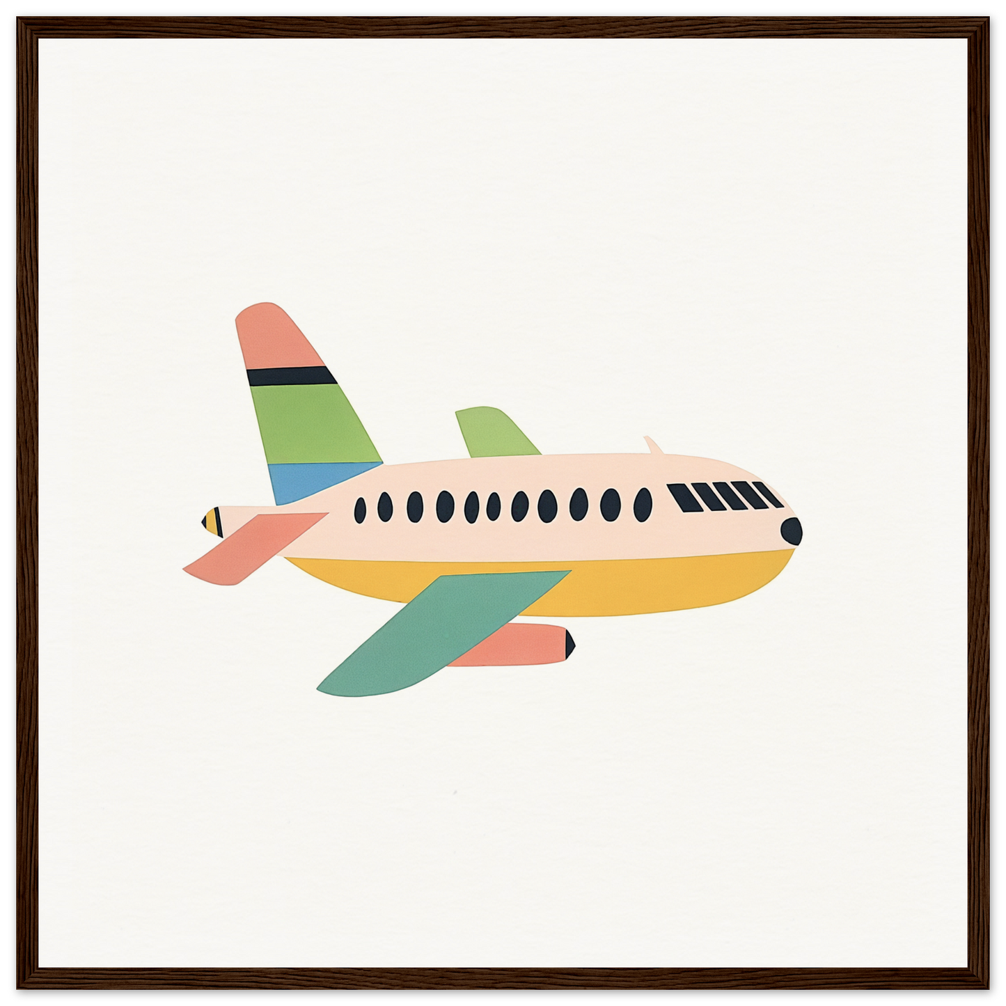 Colorful cartoon passenger airplane with pastel stripes from Peach Pursuits Soar