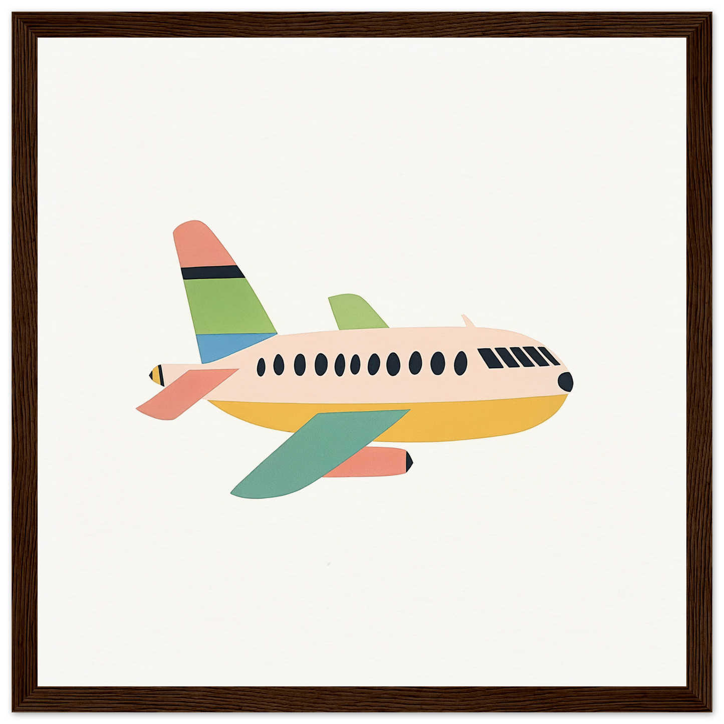 Cartoon-style passenger airplane in pastel colors for Peach Pursuits Soar product