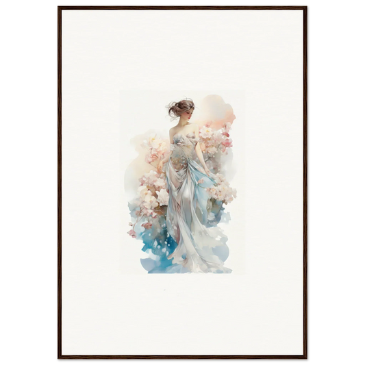 Watercolor painting of an elegant woman with flowers for a Blossom Temptress canvas print