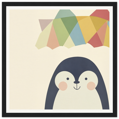 Cute cartoon penguin with rosy cheeks and a smile from Penguin Prismament special edition