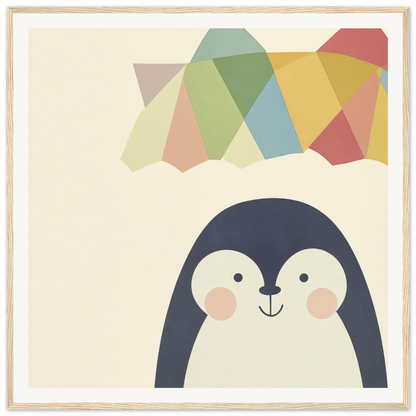 Cute cartoon penguin with rosy cheeks featured in the Penguin Prismament special edition art