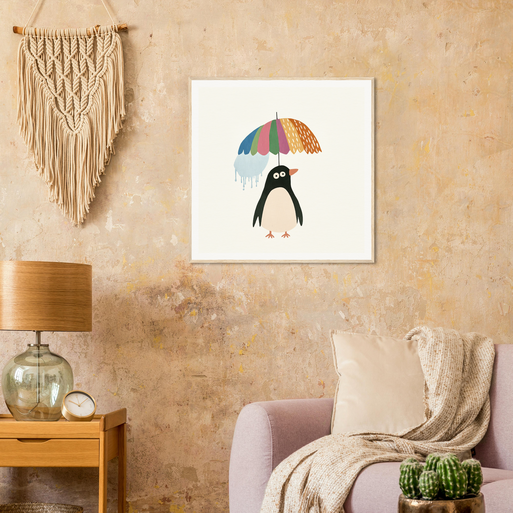 Penguin holding a colorful umbrella in Penguin Umbrella Revel special edition art™