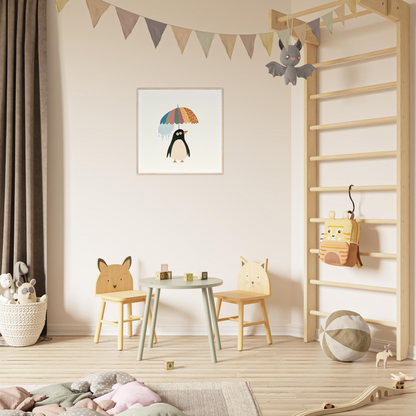 Children’s play area featuring animal-themed chairs and table from Penguin Umbrella Revel