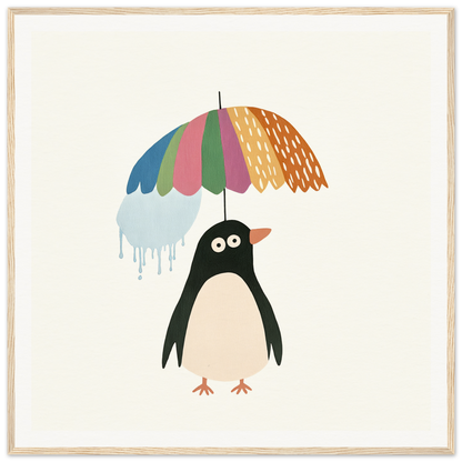 Penguin holding a colorful umbrella in Penguin Umbrella Revel special edition art