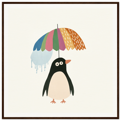 Penguin holding a colorful umbrella with ice in Penguin Umbrella Revel special edition art™