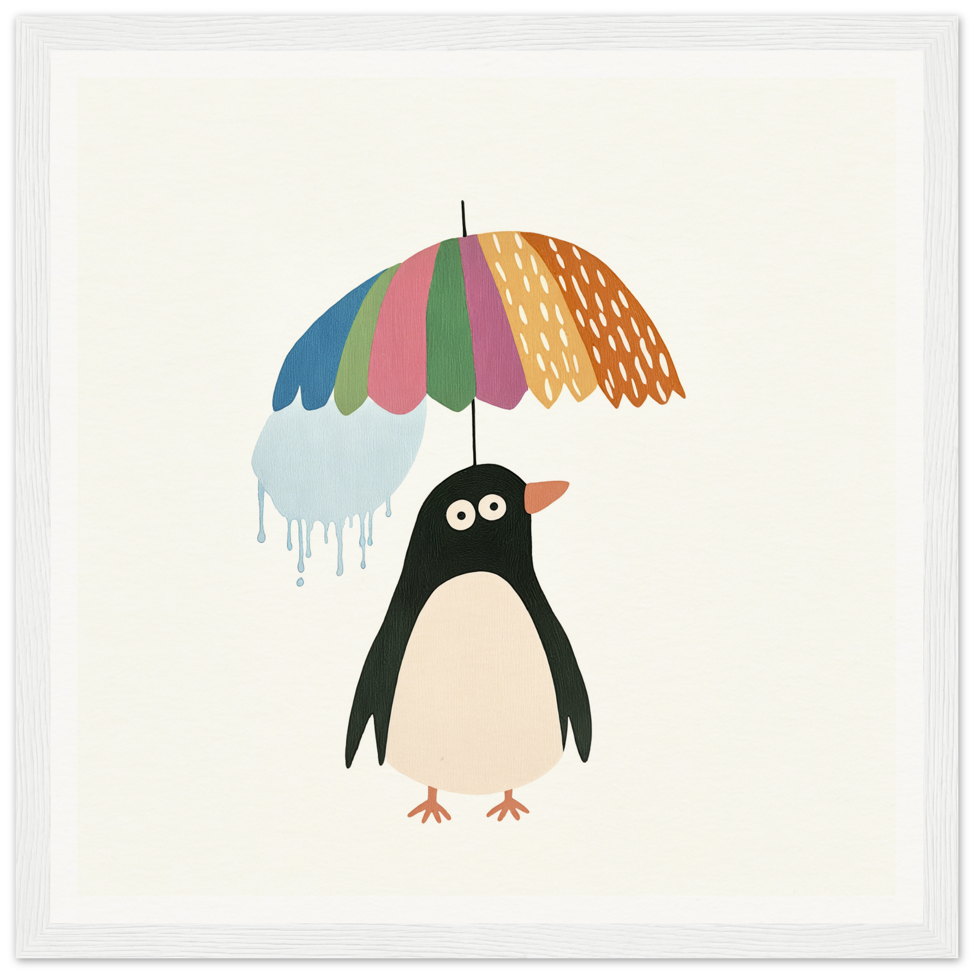 Penguin Umbrella Revel featuring a penguin with a colorful umbrella and dripping ice