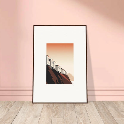 Framed canvas print of streetlights on a hill at sunset for cool room decoration