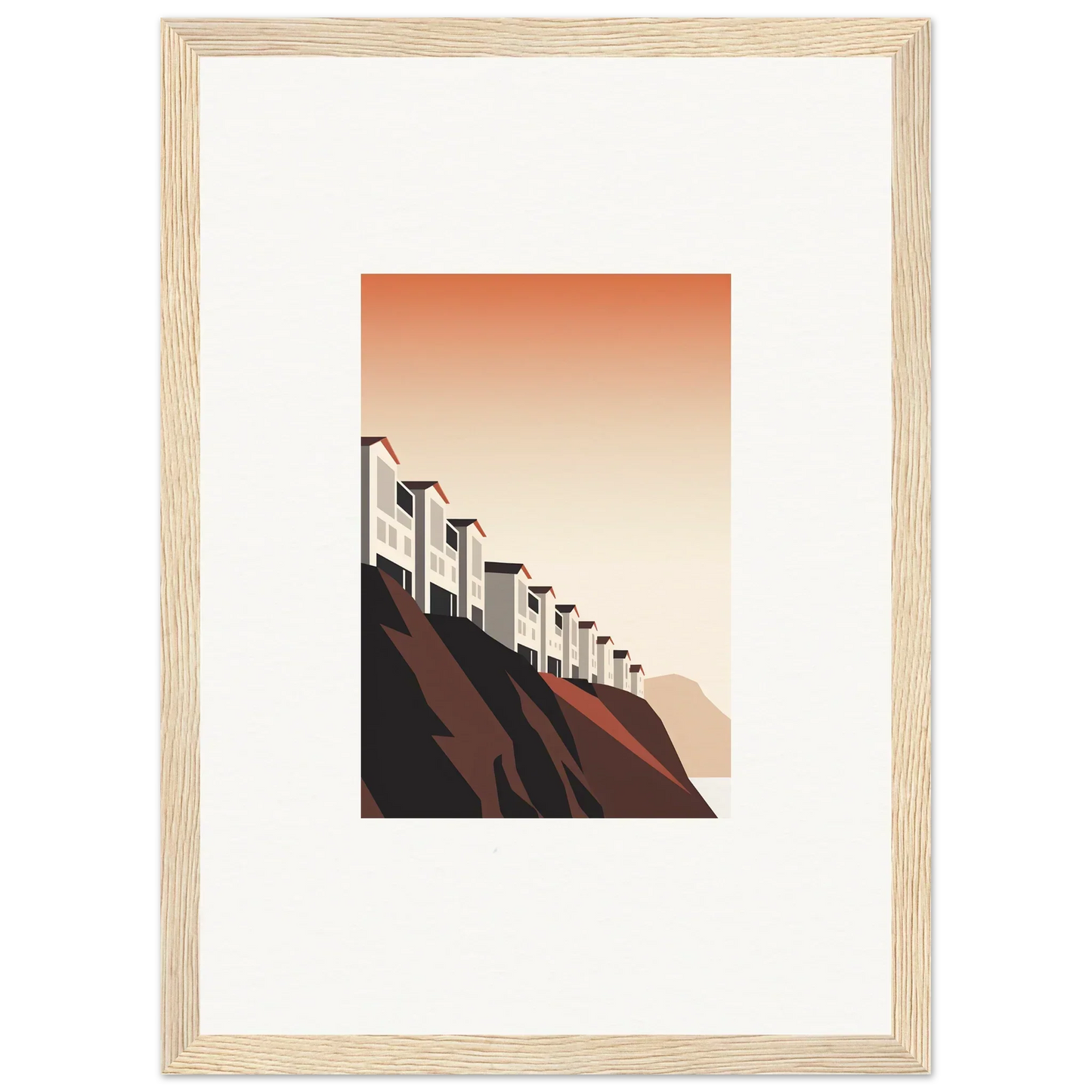 Framed minimalist wall art of chimney structures, perfect for stylish room decoration