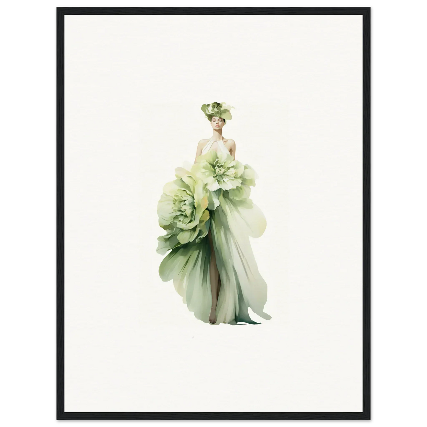 Elegant figure in a green dress for a stylish Emergence Dreamspin canvas print