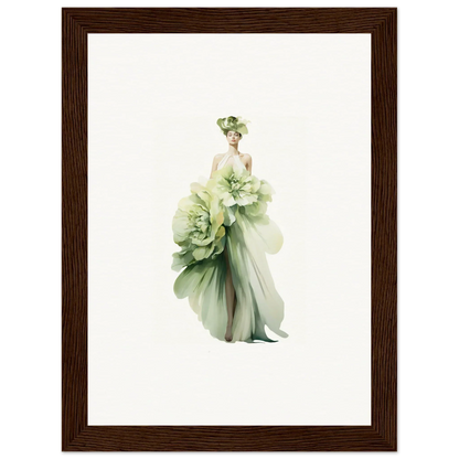 Elegant figure in a green dress like lettuce, perfect for Emergence Dreamspin canvas print