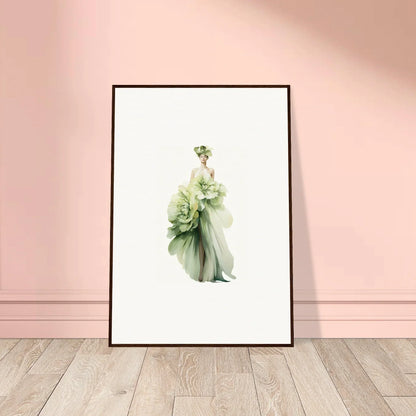 Framed canvas print of a figure in a green dress for stylish room decoration