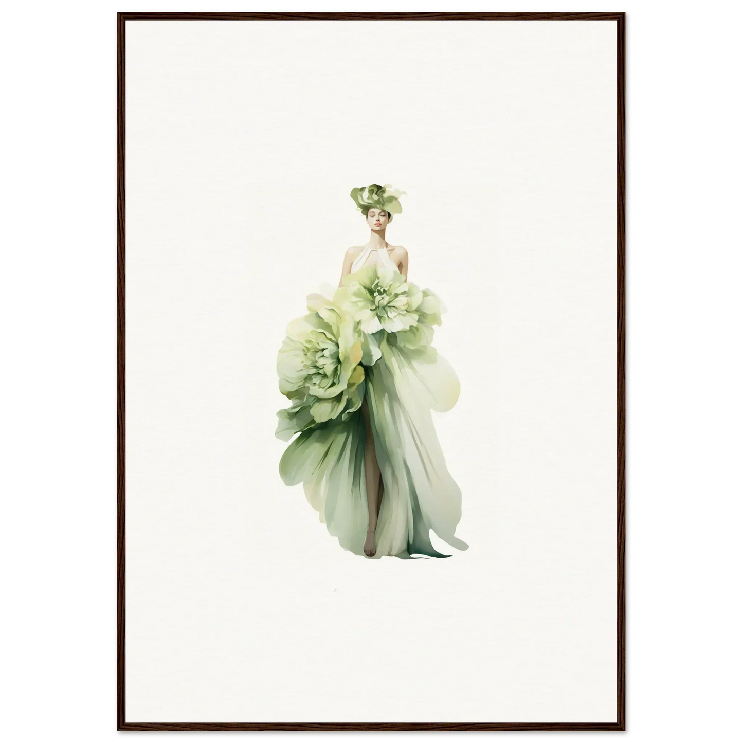 Ethereal figure in green dress as a flower; perfect for Emergence Dreamspin canvas print