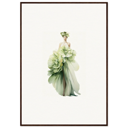 Ethereal figure in green dress as a flower; perfect for Emergence Dreamspin canvas print