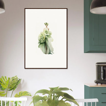 Framed canvas print of a figure in a green dress for stylish room decoration