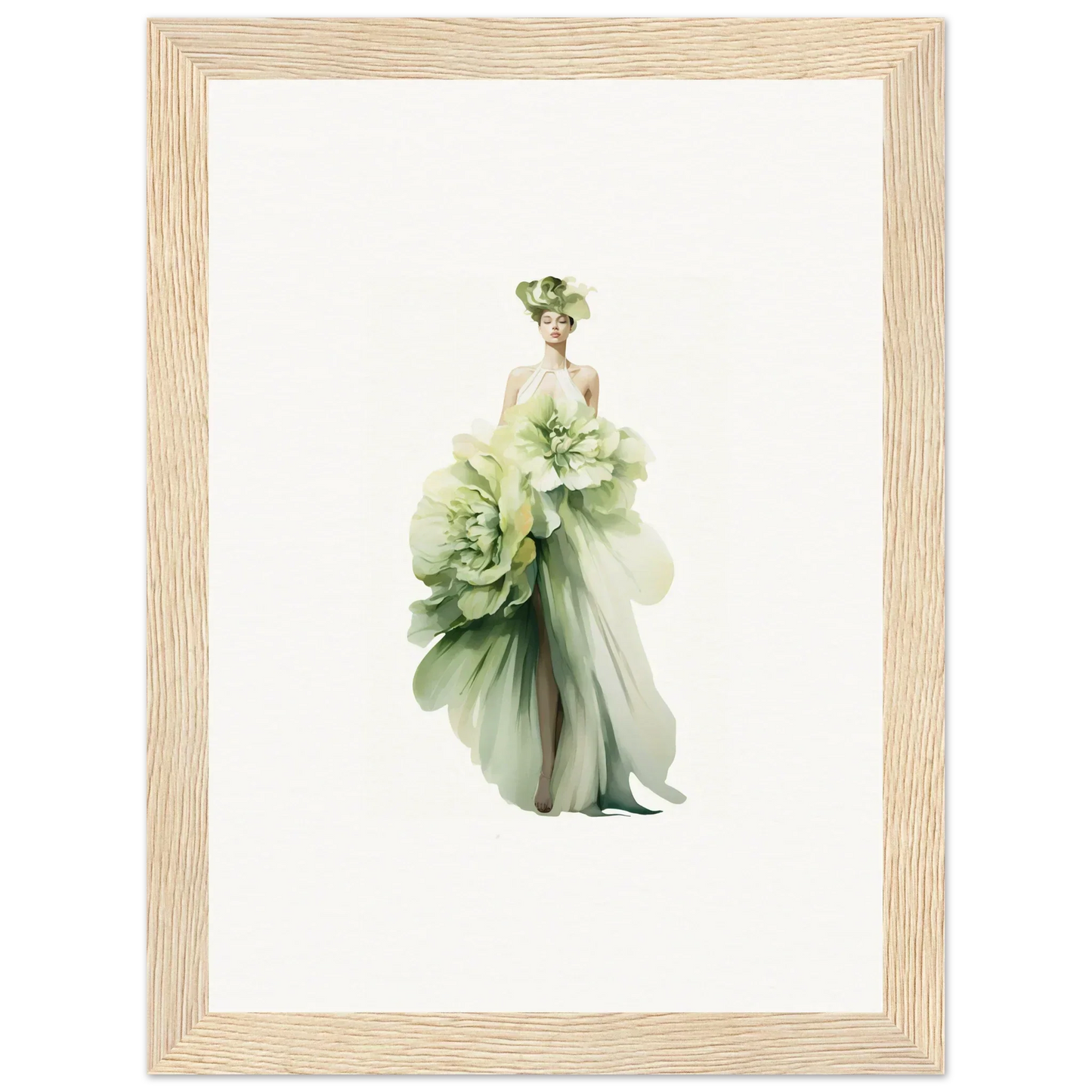 Elegant figure in a green dress for a stunning Emergence Dreamspin canvas print