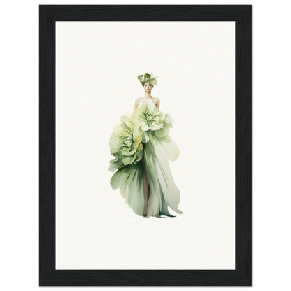 Elegant figure in a green dress for Petal Emergence Dreamspin canvas print decor