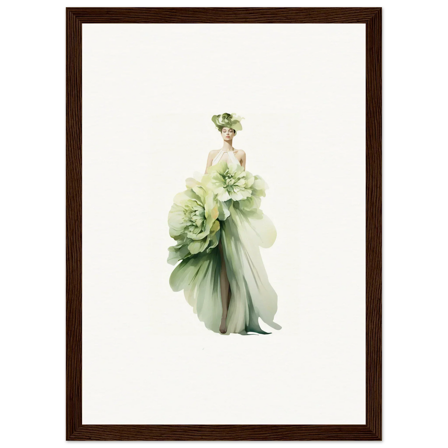 Elegant figure in flowing green dress for Emergence Dreamspin canvas print decor