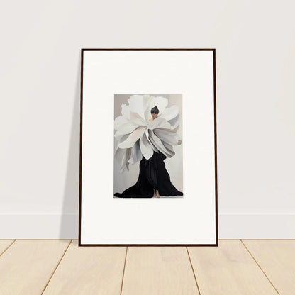 Framed wall art of a figure with a white flower head for stylish room decor in Epoch Ascends