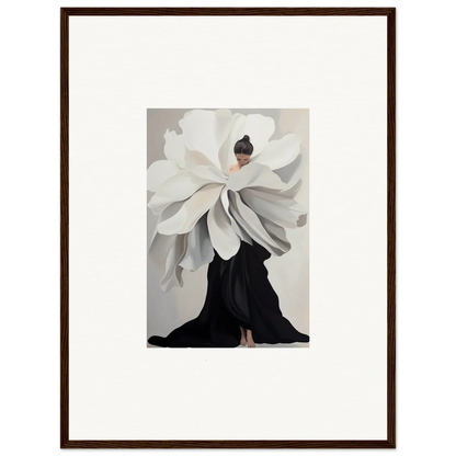 Artistic depiction of oversized flower dress for unique room decor in Petal Epoch Ascends