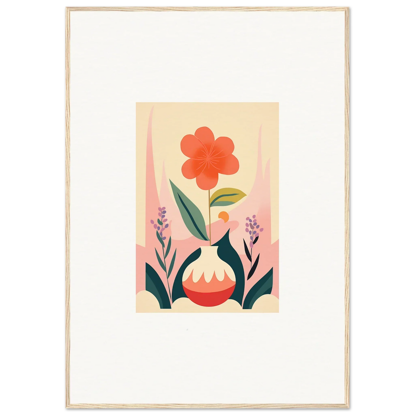 Stylized red flower in a vase for a chic room decoration canvas print featuring Oud Chorus