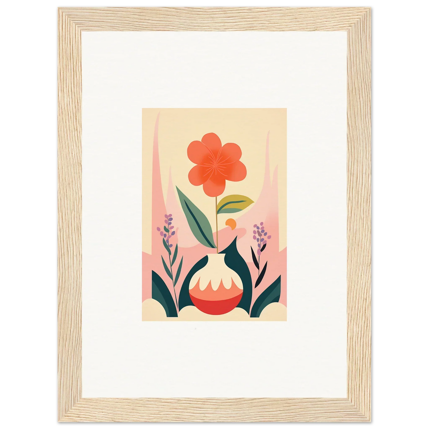 Stylish canvas print of a red flower vase, perfect for room decoration with Oud Chorus vibes