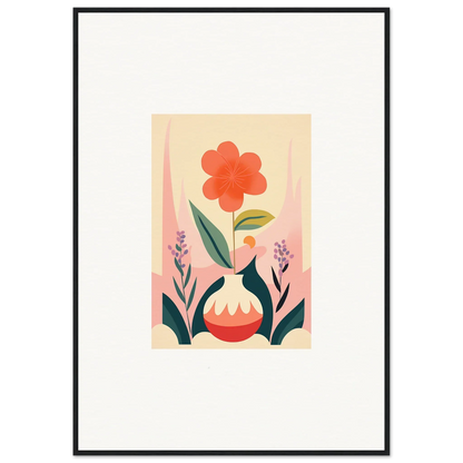 Stylized floral illustration with red bloom and foliage, perfect for Oud Chorus canvas print