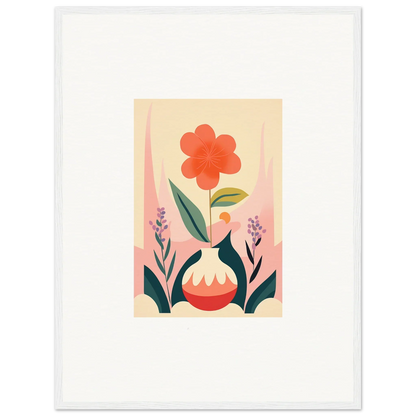 Stylized canvas print of a red flower and plants, perfect for room decoration