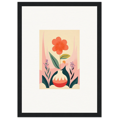 Framed canvas print of a red flower vase, perfect for room decoration with Oud Chorus vibe