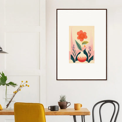 Framed canvas print of a flower and vase, perfect for room decoration with Oud Chorus vibe