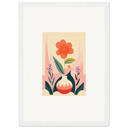 Stylized red flower vase illustration perfect for Oud Chorus room decoration canvas print