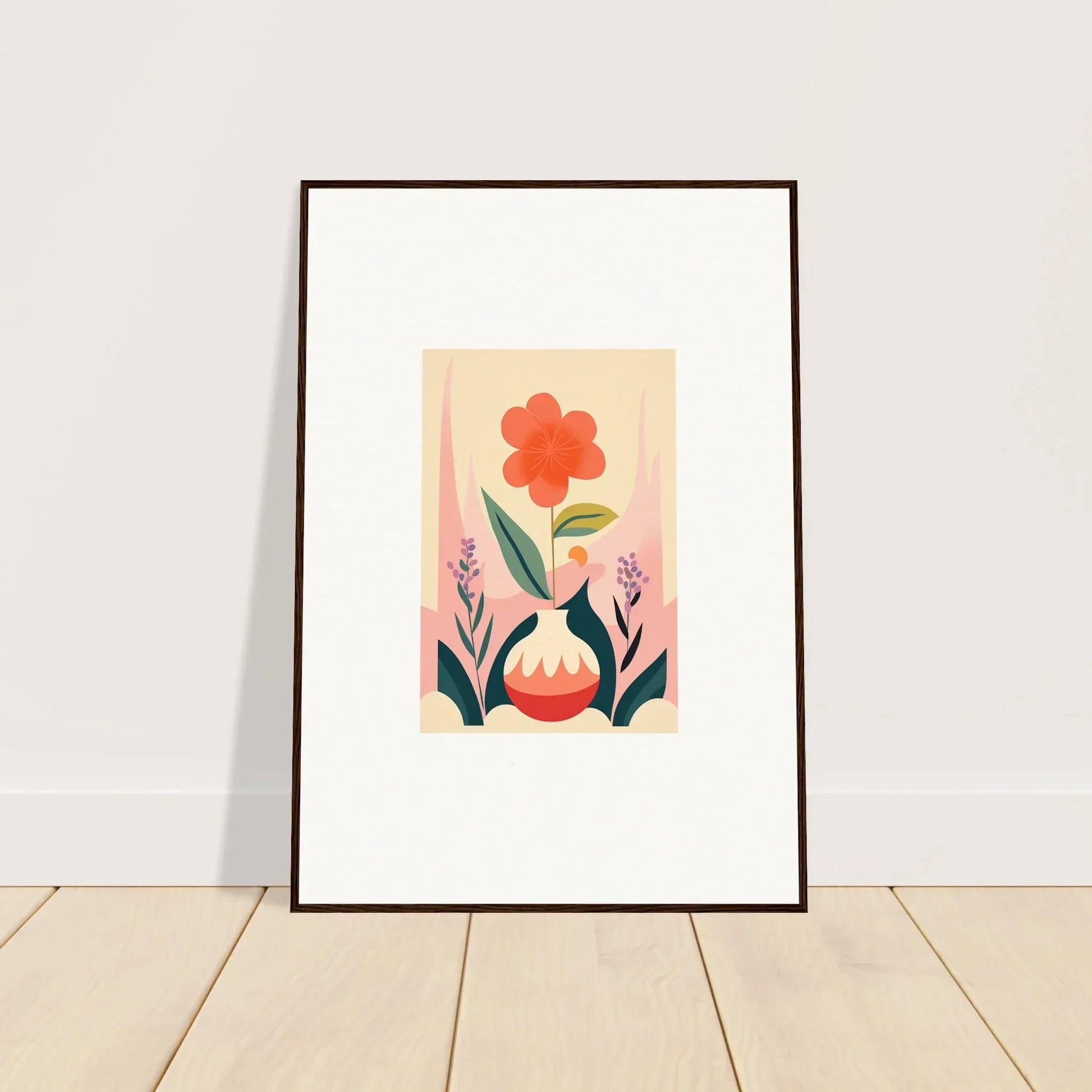 Stylized floral canvas print with red bloom, perfect for room decoration and Oud Chorus vibes