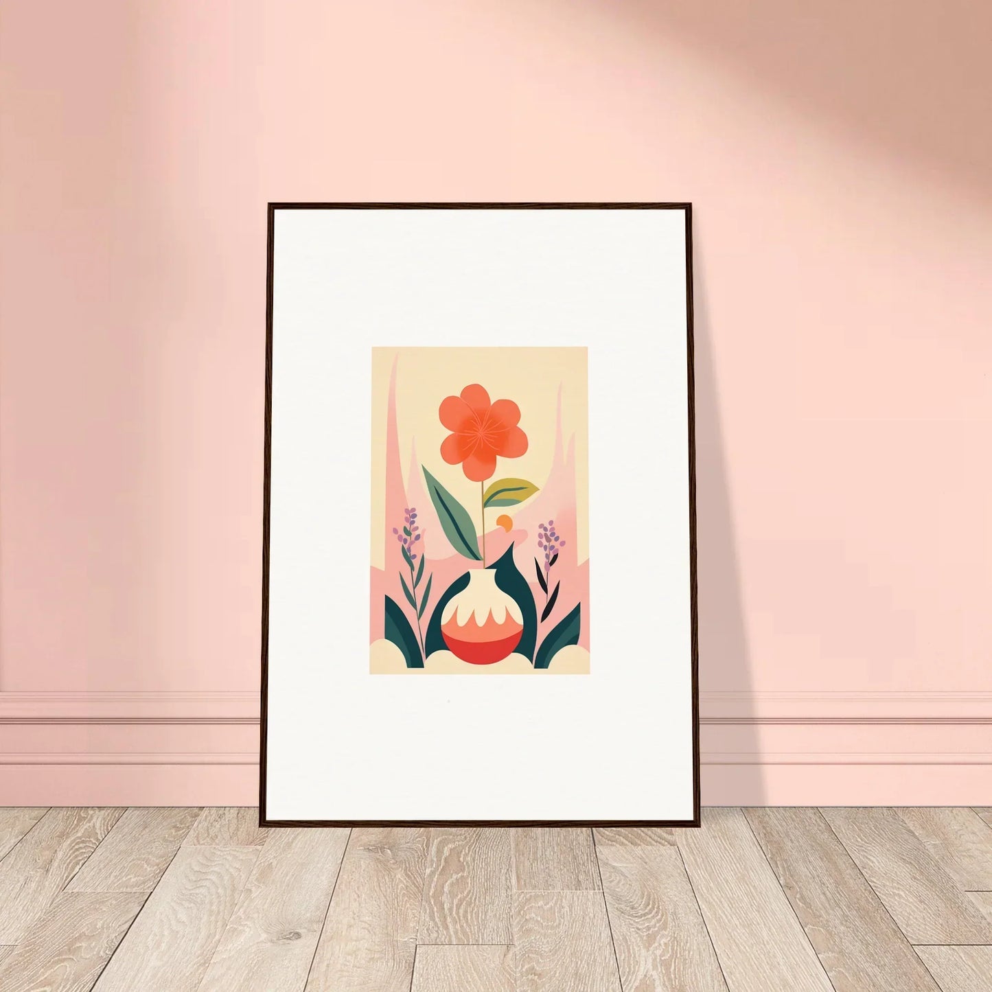 Framed canvas print of a red flower, perfect for room decoration with Oud Chorus vibes