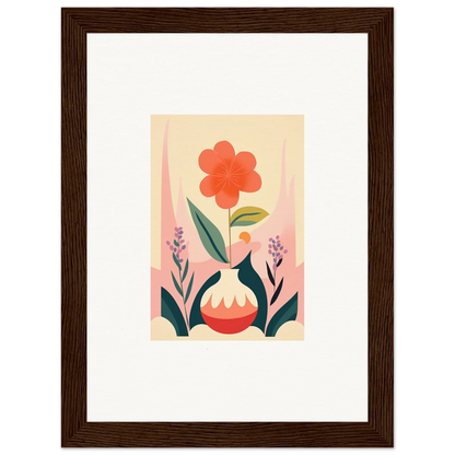 Framed canvas print of a red flower vase for stylish room decoration, Petal Oud Chorus