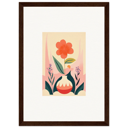 Stylized red flower vase artwork, perfect for room decoration and canvas print lovers