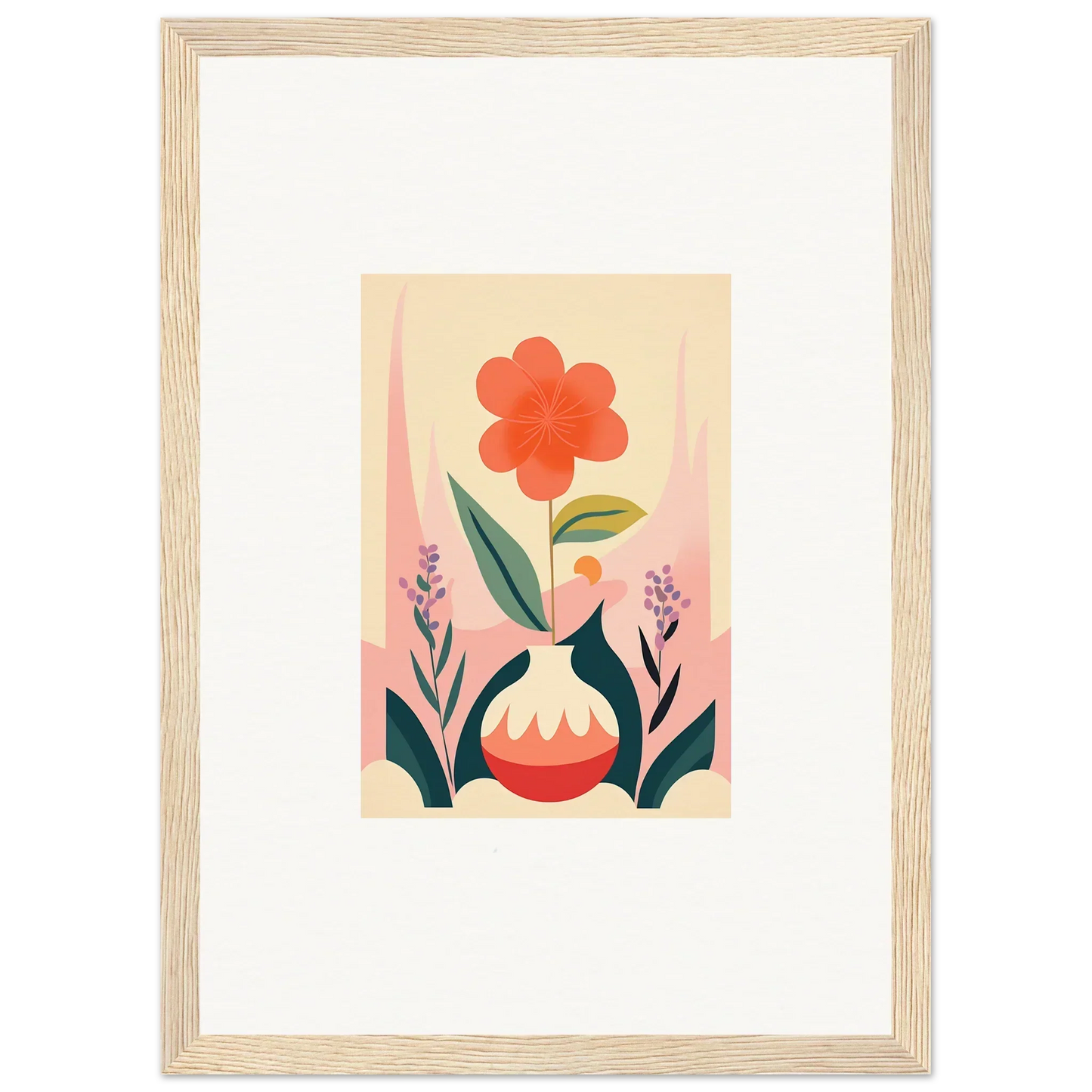 Stylized red flower canvas print for a vibrant room decoration featuring Oud Chorus