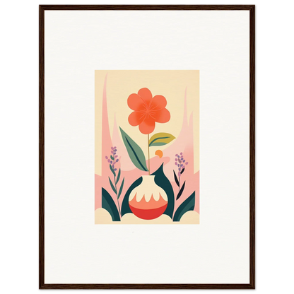 Stylized floral canvas print for room decoration featuring bold red bloom and oud chorus vibes