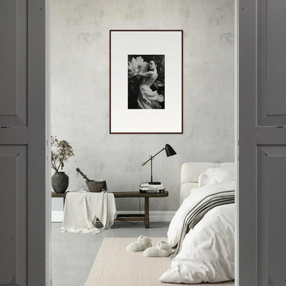 Framed black and white wall art on a light-colored wall for stylish room decor